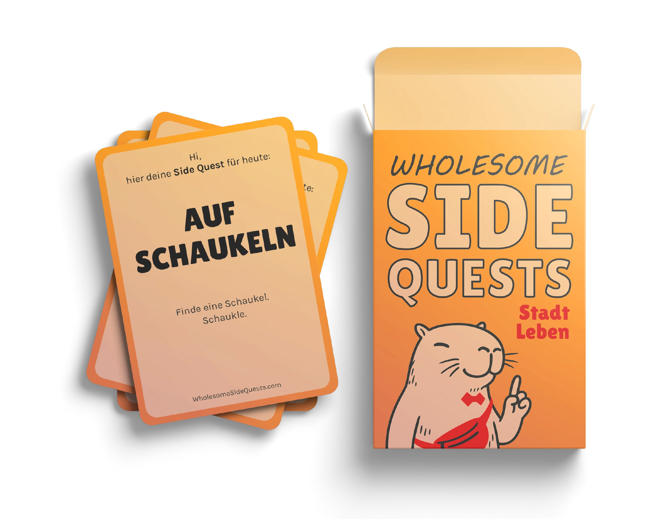 Kartenset Wholesome Side Quests 1 - kreative Challenges und achtsame Abenteuer für deinen Alltag.
